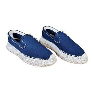 Christian Louboutin Espaboat Obscur Black Espadrille Spiked Shoes EU 42 US 12